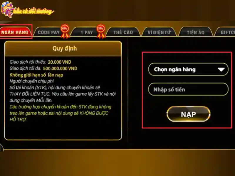Phương thức nạp tiền vào tài khoản game Phương thức nạp tiền vào tài khoản game