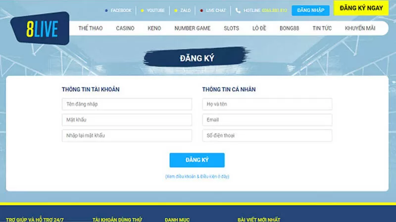 Thông tin đăng ký tại 8live cần chính chủ Thông tin đăng ký tại 8live cần chính chủ